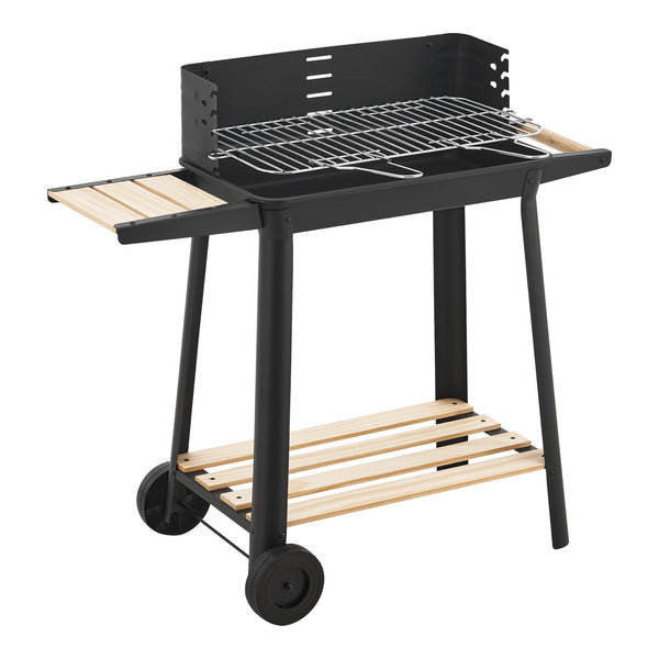 Houtskool BBQ Ari met zijpanelen 78x86x30 cm zwart en houtkleurig casa.pro