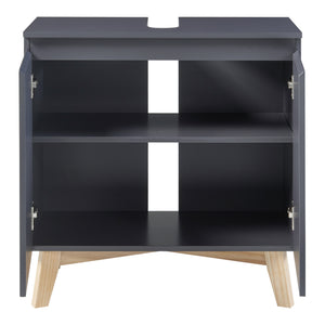 Wastafelonderkast Overath 60x60x30 cm grijs en houtkleurig [en.casa]