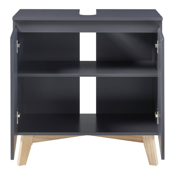 Wastafelonderkast Overath 60x60x30 cm grijs en houtkleurig [en.casa]
