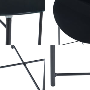 Bijzettafel Ödeshög rond glas 45xØ42 cm zwart [en.casa]