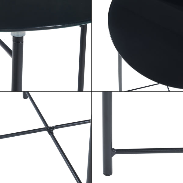 Bijzettafel Ödeshög rond glas 45xØ42 cm zwart [en.casa]