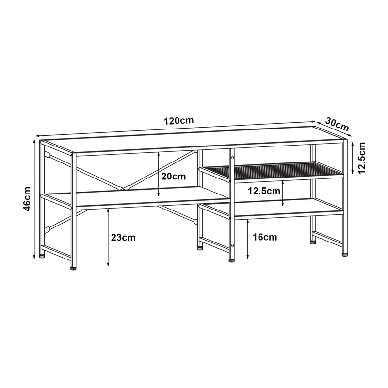 Maatschets TV meubel Västiarharg 120x30x46 cm zwart en walnootkleurig [en.casa]