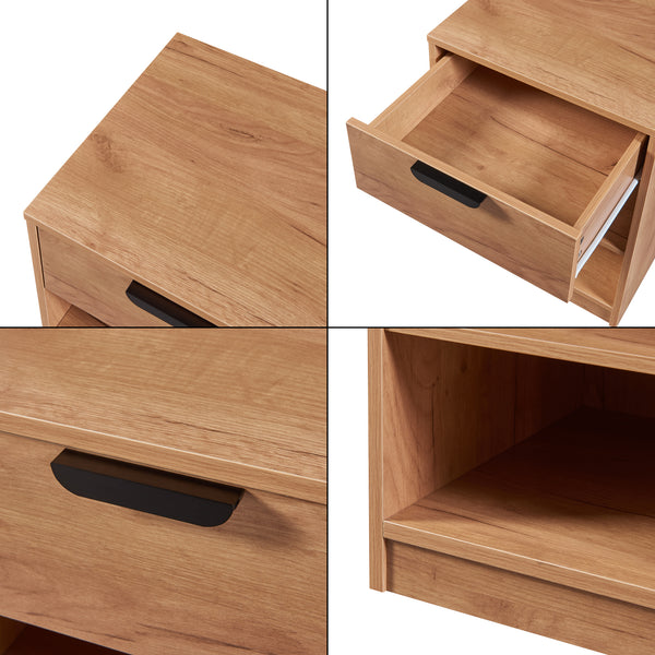 Nachtkast Varkaus 55x43x40 cm mdf eikenkleurig [en.casa]