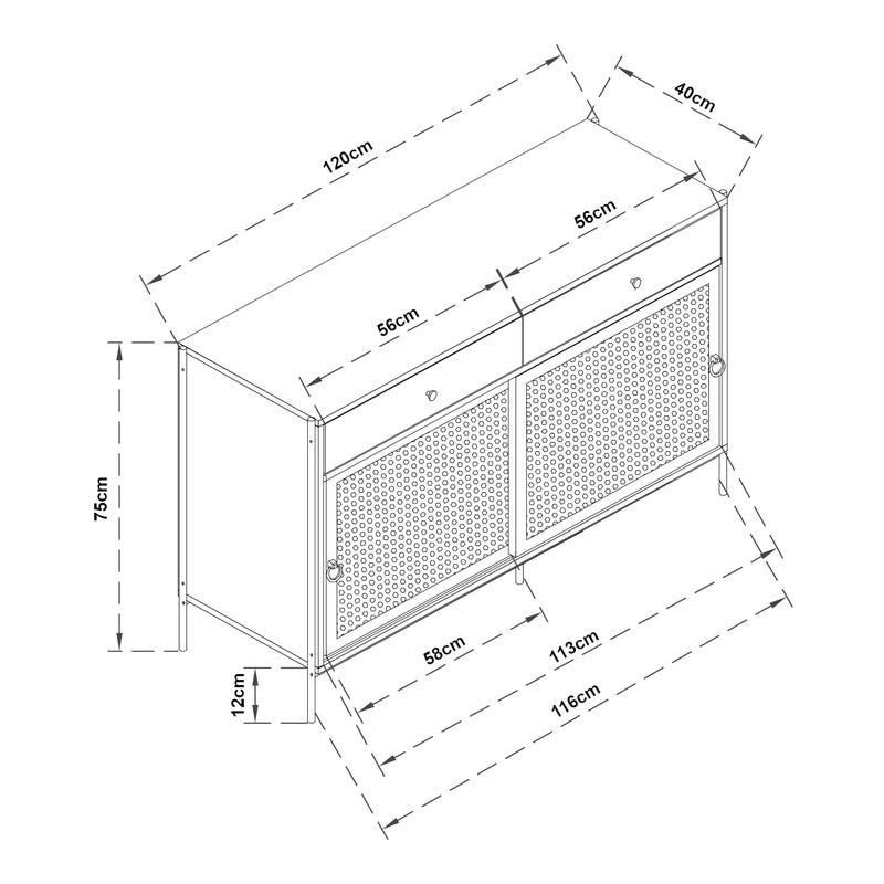Maatschets TV meubel Tysnes 120x40x75 cm eikenkleurig en zwart [en.casa]