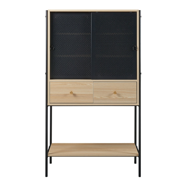 Houten kast Tysnes 140x80x40 cm eikenkleurig en zwart [en.casa]