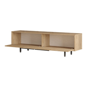 TV meubel Kvænangen 160x35,5x45 cm eikenkleurig zwart en rotan look [en.casa]