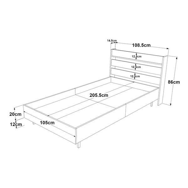Eenpersoonsbed Kvænangen met bedbodem 100x200 cm [en.casa]