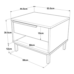 Nachtkastje Kvænangen 42,5x53,5x44,5 cm eikenkleurig rotan look en zwart [en.casa]