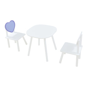 Kindertafel met 2 kinderstoelen Siljan wit en lila [en.casa]