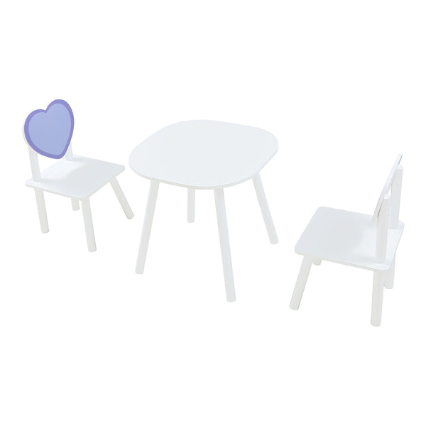 Kindertafel met 2 kinderstoelen Siljan wit en lila [en.casa]