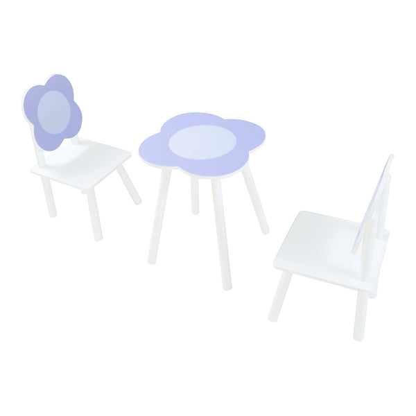 Kindertafel met 2 kinderstoelen Simrishamn wit en lila [en.casa]