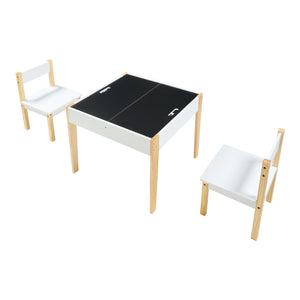 Kindertafel met 2 kinderstoelen Smedjebacken naturel wit en zwart [en.casa]