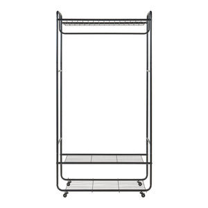 Kledingkast Vestvågøy open kast op wielen 176x90x40 cm zwart [en.casa]