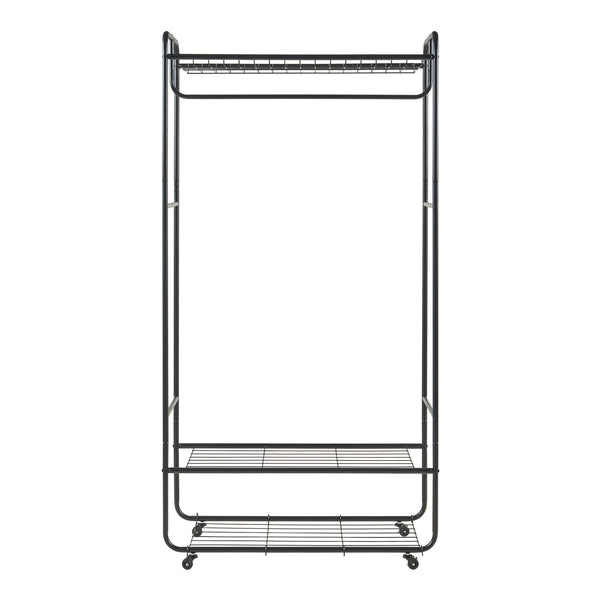 Kledingkast Vestvågøy open kast op wielen 176x90x40 cm zwart [en.casa]