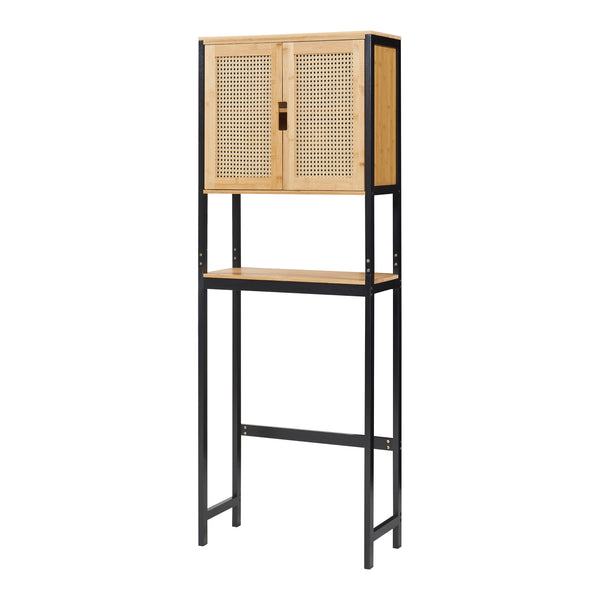 Toilet ombouwkast Tervola 172x63x27 cm zwart en naturel [en.casa]