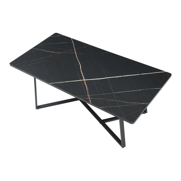 Salontafel Riskiften marmerlook zwart en zwart 120x60x48 cm [en.casa]