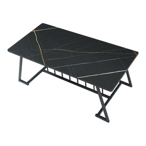 Salontafel Nospoo marmerlook zwart 120x60x46 cm [en.casa]