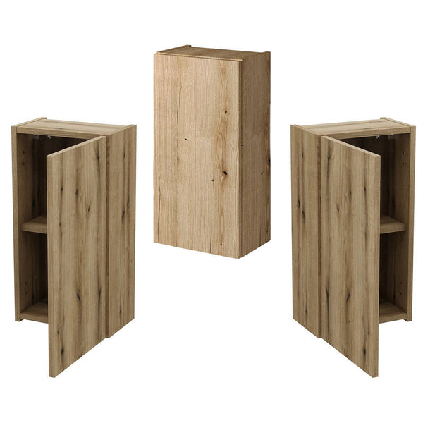 Badkamermeubelset Newport 4-delig voor wandmontage houtkleurig [en.casa]