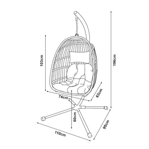 Hangstoel Edeng met standaard grijs 196x110x95 cm [en.casa]