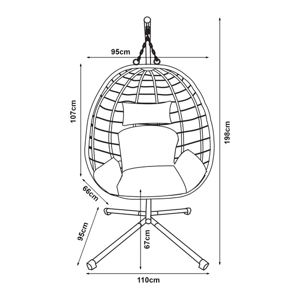 Hangstoel Kandsvas met standaard grijs 198x110x95 cm [en.casa]