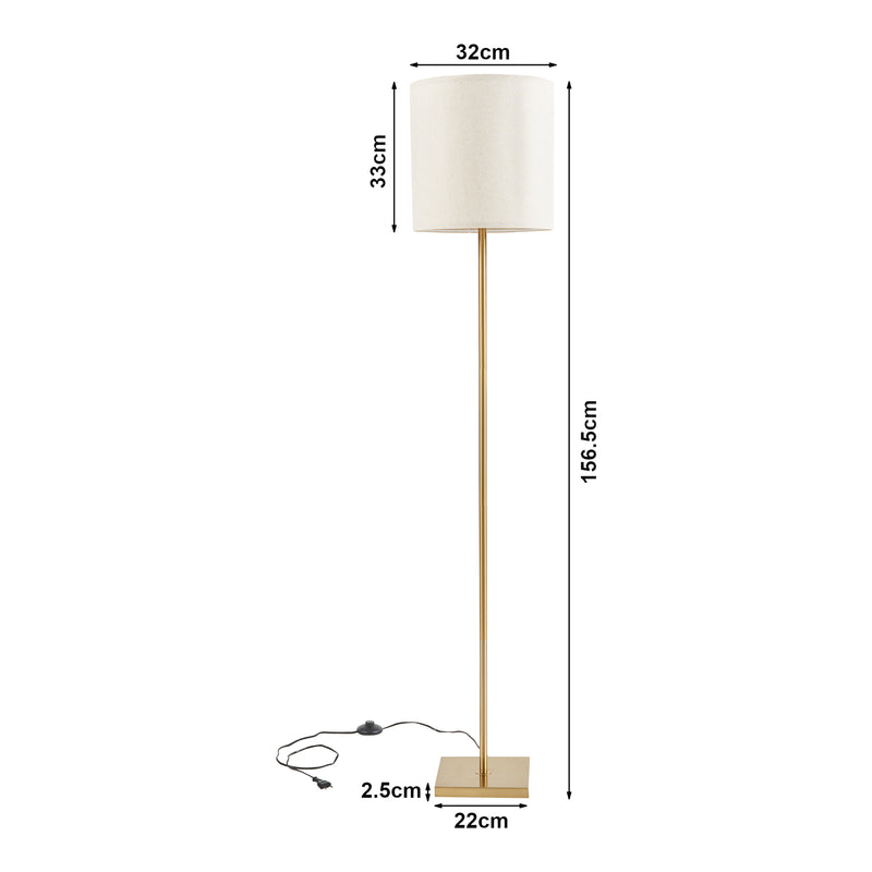 Maatschets Staande lamp Fildholm vloerlamp 156 cm messing en linnenlook E27 lux.pro