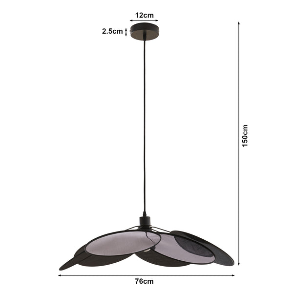 Hanglamp Blackwood E27 bloemvorm zwart lux.pro