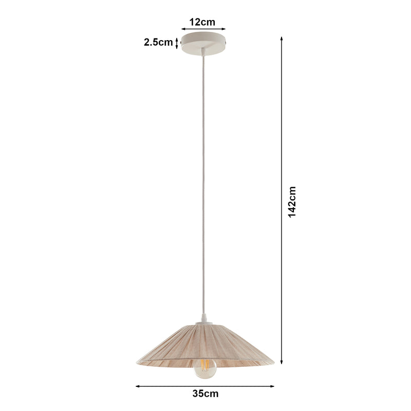 Maatschets Hanglamp Bridge E27 stoffen lampenkap wit en beige lux.pro