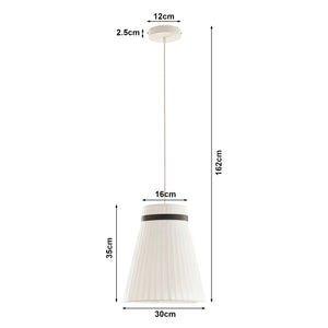 Hanglamp Broughton E27 stoffen lampenkap wit met zwarte ring lux.pro