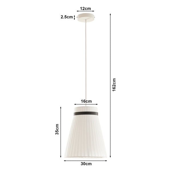 Hanglamp Broughton E27 stoffen lampenkap wit met zwarte ring lux.pro