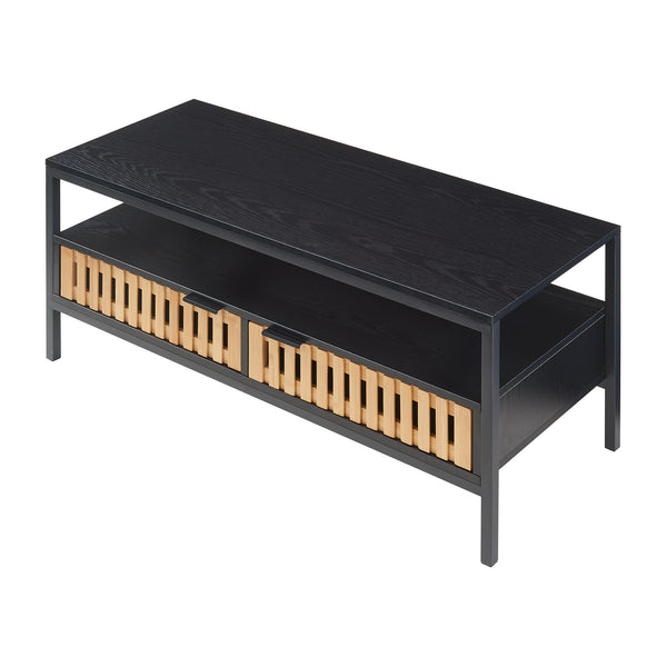 Salontafel Luniehti zwart en naturel 100x40x48 cm [en.casa]