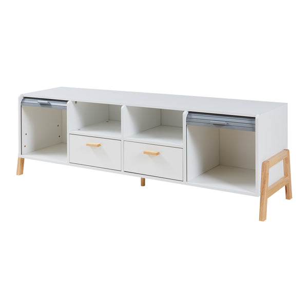 TV-meubel Kvaefjord 160x40x52 cm wit en grijs [en.casa]
