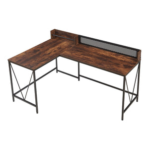 Bureau Frelvepirg L-vorm 165x110x90 cm zwart en walnootkleurig [en.casa]