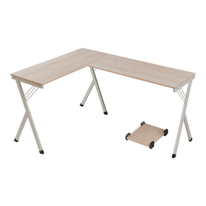 Bureau Tarielarg L-vorm met pc-standaard 158x120x75 cm wit en eikenkleurig [en.casa]