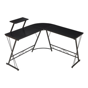 Bureau Yremso L-vormig 122x122x98 cm zwart [en.casa]