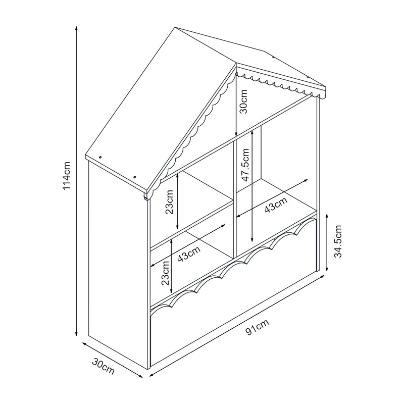 Maatschets Kinderrek Vestnes in huisvorm 114x91x30 cm wit en roze [en.casa]