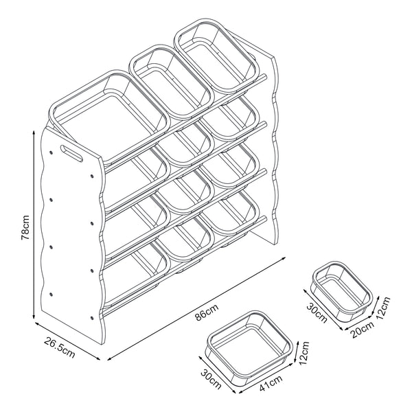 Kinderkast Vestnes met 12 boxen 78x86x27 cm roze en wit [en.casa]