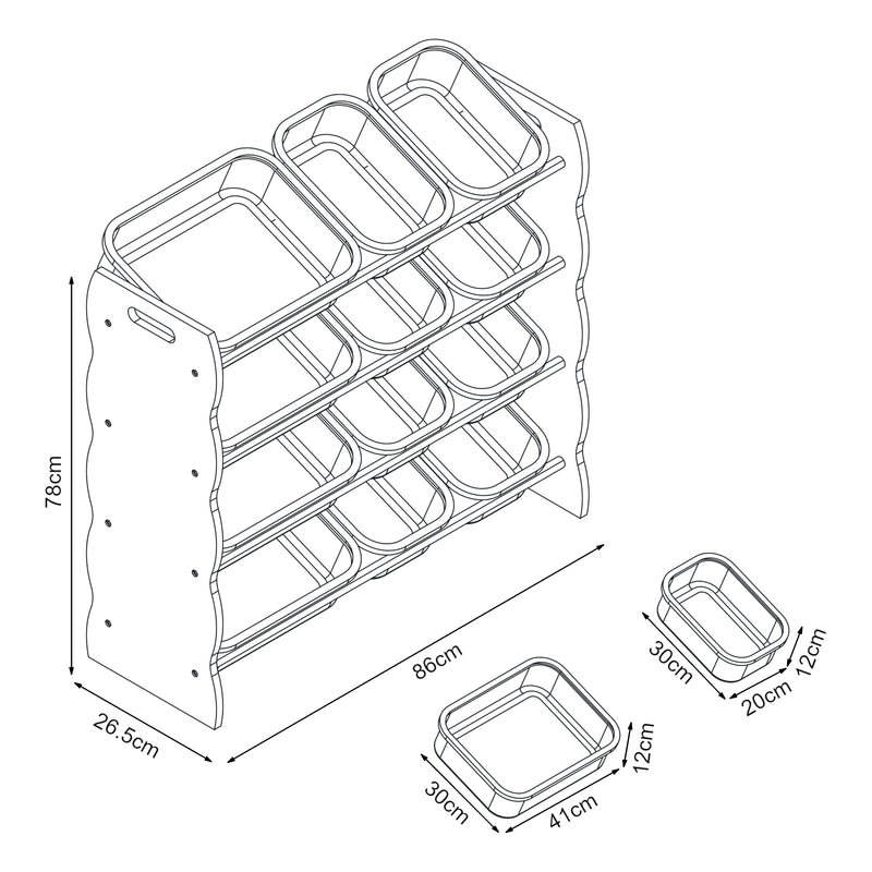 Maatschets Kinderkast Vestnes met 12 boxen 78x86x27 cm roze en wit [en.casa]