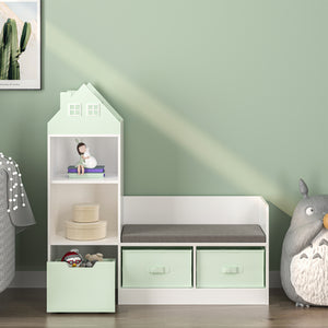 Kinderrek met zitbank Vipsali 100x99x30 cm mintgroen en wit [en.casa]