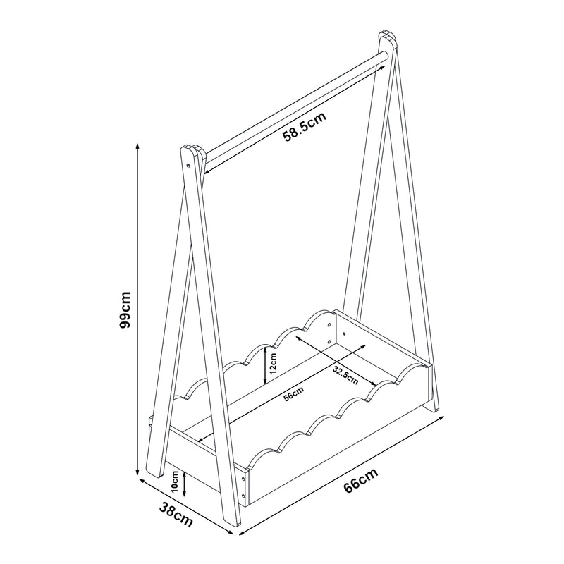 Maatschets Kledingrek voor kinderen Vestnes 99x66x38 cm [en.casa]