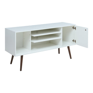 Tv-meubel Vare 130x40x66 cm wit en walnootkleurig [en.casa]