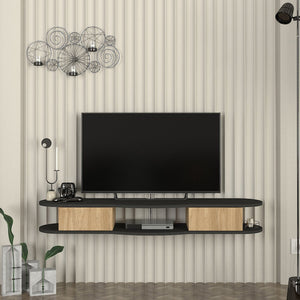 TV meubel Nyskiri zwevend 150x35x19 cm antraciet en eikenkleurig [en.casa]