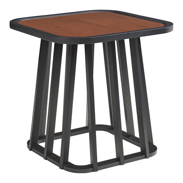 Bijzettafel Burgess 51x51x51 cm zwart en walnootkleurig [en.casa]