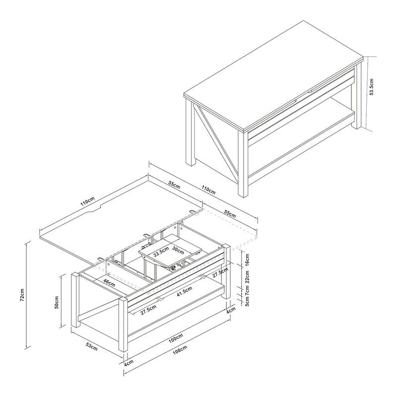 Maatschets Salontafel Kasama 110x55x54 cm walnootkleurig en wit [en.casa]