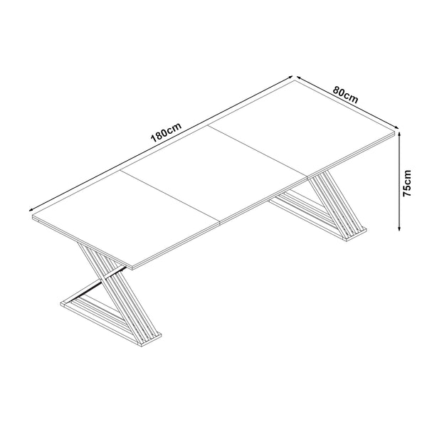 Eettafel Hujaari rechthoekig 180x80 cm goudkleurig en marmerlook wit [en.casa]