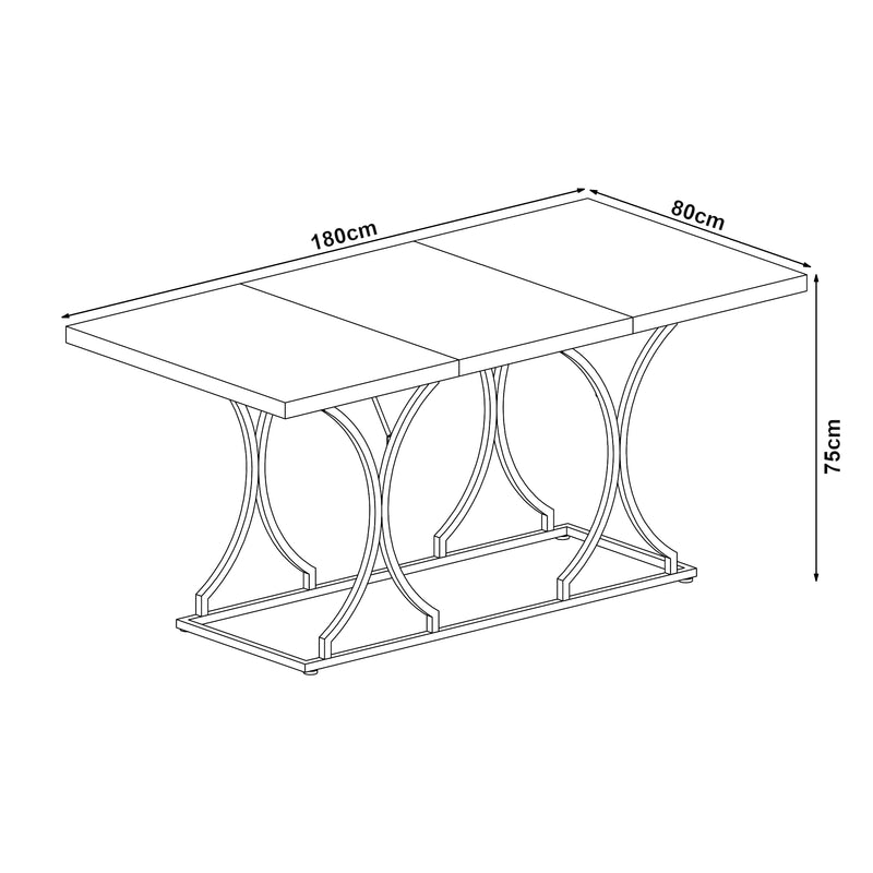 Maatschets Eettafel Figa rechthoekig 180x80 cm marmerlook wit en goudkleurig [en.casa]