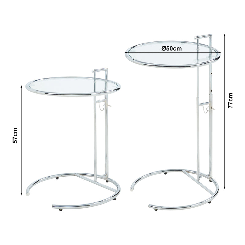 Maatschets Bijzettafel Stare in hoogte verstelbaar Ø50 cm transparant en chroom [en.casa]