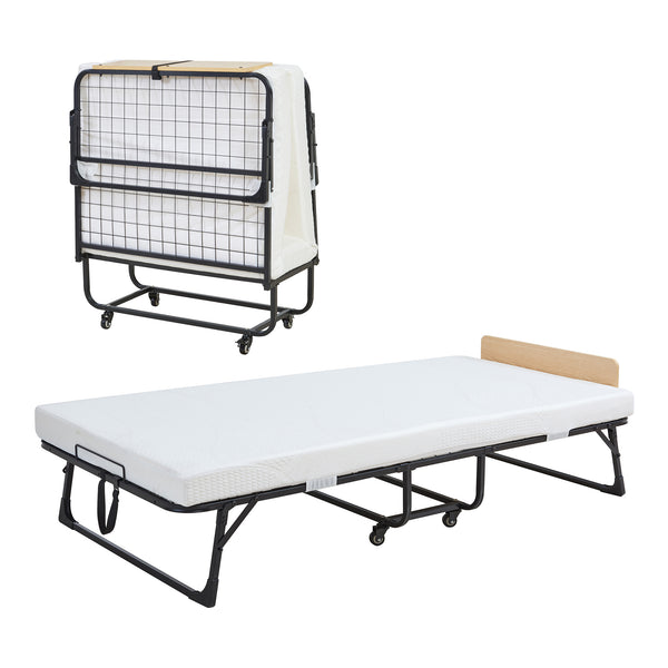 Opklapbed Lustendi 90x200 cm met matras zwart eiken en wit [en.casa]