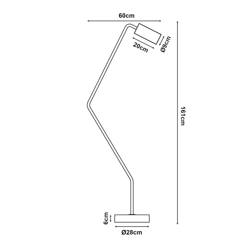 Maatschets Staande lamp Vatka zwart en marmer wit 161x60x28 cm 1xGU10 lux.pro