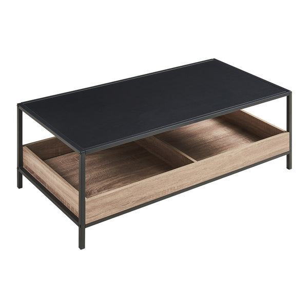 Salontafel Belana 100x48x39 cm zwart en eikenkleurig [en.casa]