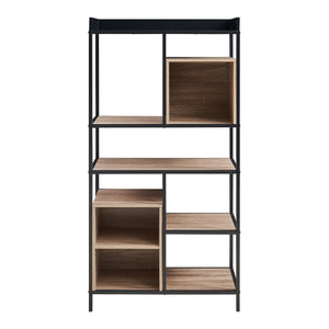 Boekenkast Belana 137x70x33 cm zwart en eikenkleurig [en.casa]